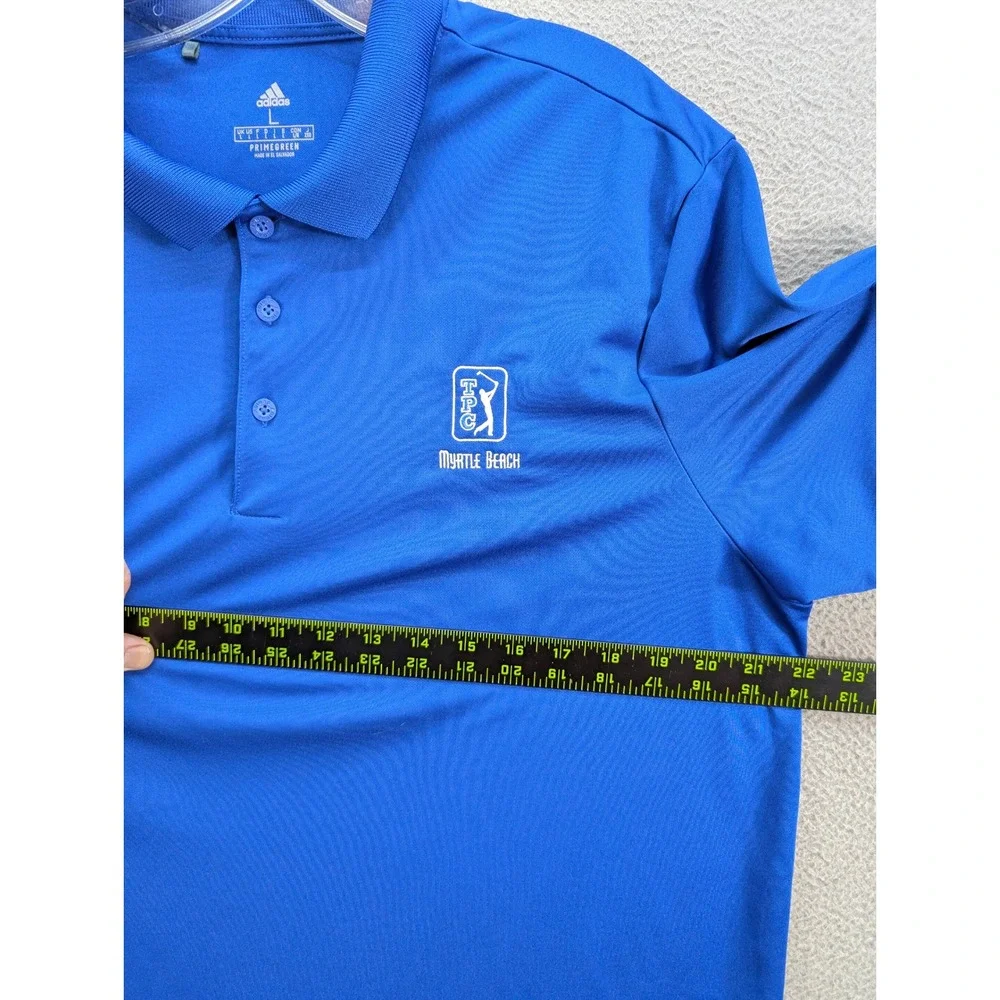 Adidas TPC Myrtle Beach Golf Polo Shirt Men's L Blue Primegreen Embroidered Logo